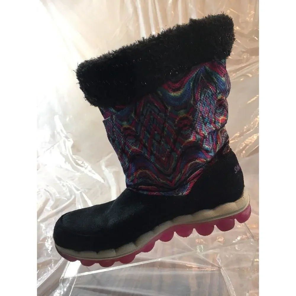 Skechers Boots Girls 4 Winter Skech-Air Chills Teen Suede‎ Fabric Groovy Boho